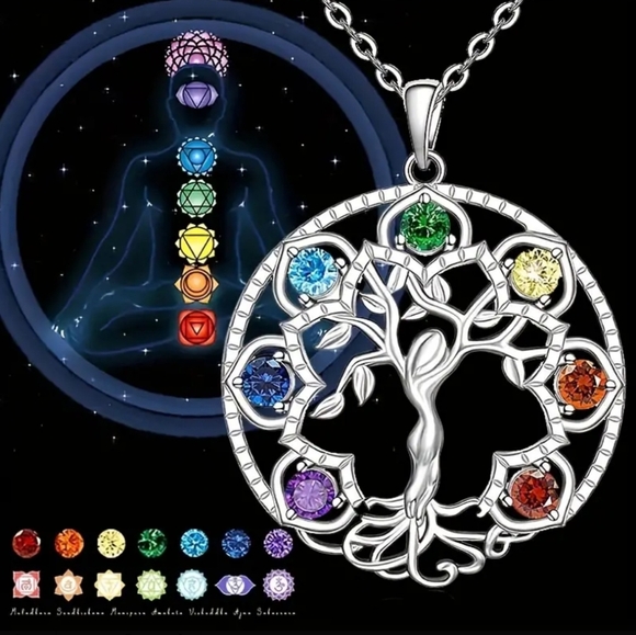 7 Chakra Tree of Life Pendant - Picture 1 of 4